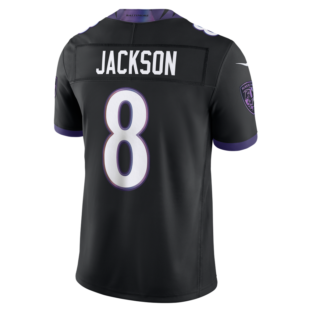 Men's Baltimore Ravens Lamar Jackson White Vapor F.U.S.E. Stitched