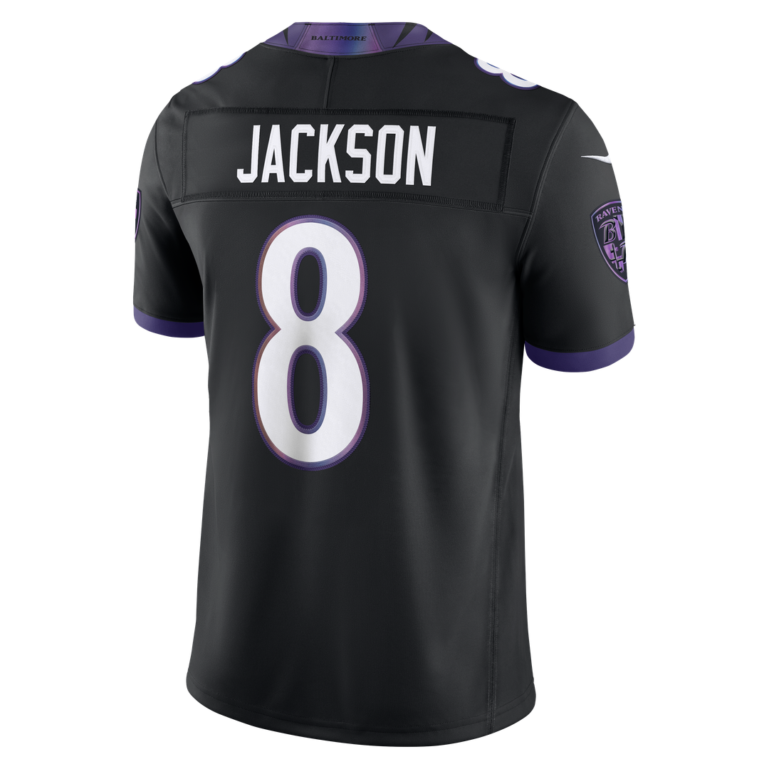 Men's Baltimore Ravens Lamar Jackson White Vapor F.U.S.E. Stitched