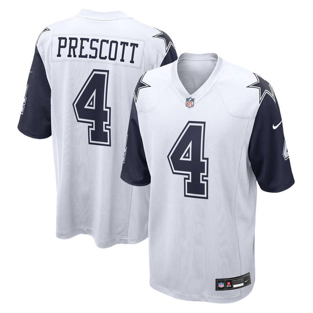 Men's Dallas Cowboys Dak Prescott White Alternate Game Team Jersey