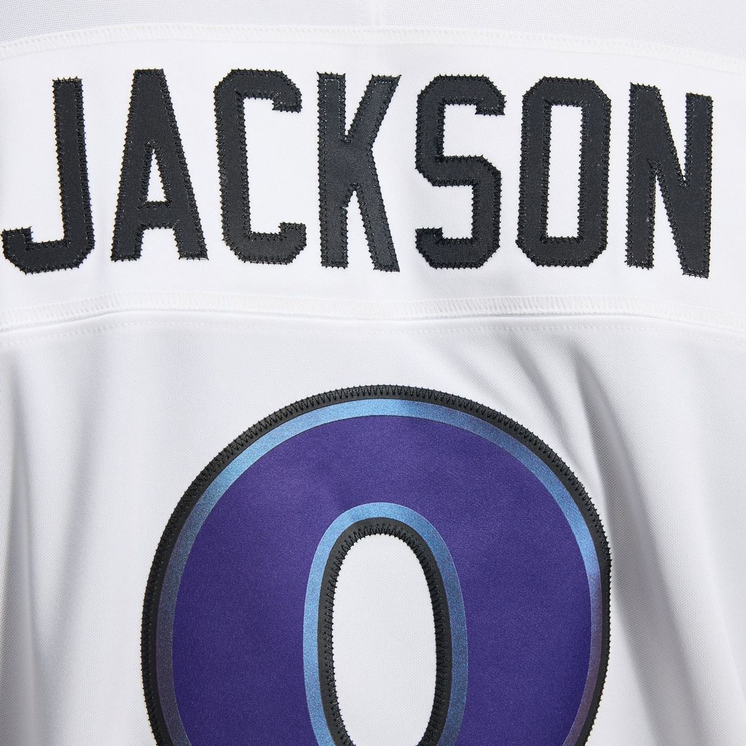 Men's Baltimore Ravens Lamar Jackson White Vapor F.U.S.E. Stitched