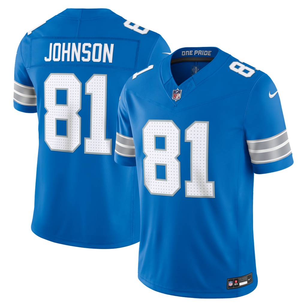 Men's Detroit Lions Calvin Johnson Blue Vapor F.U.S.E. Stitched Retired