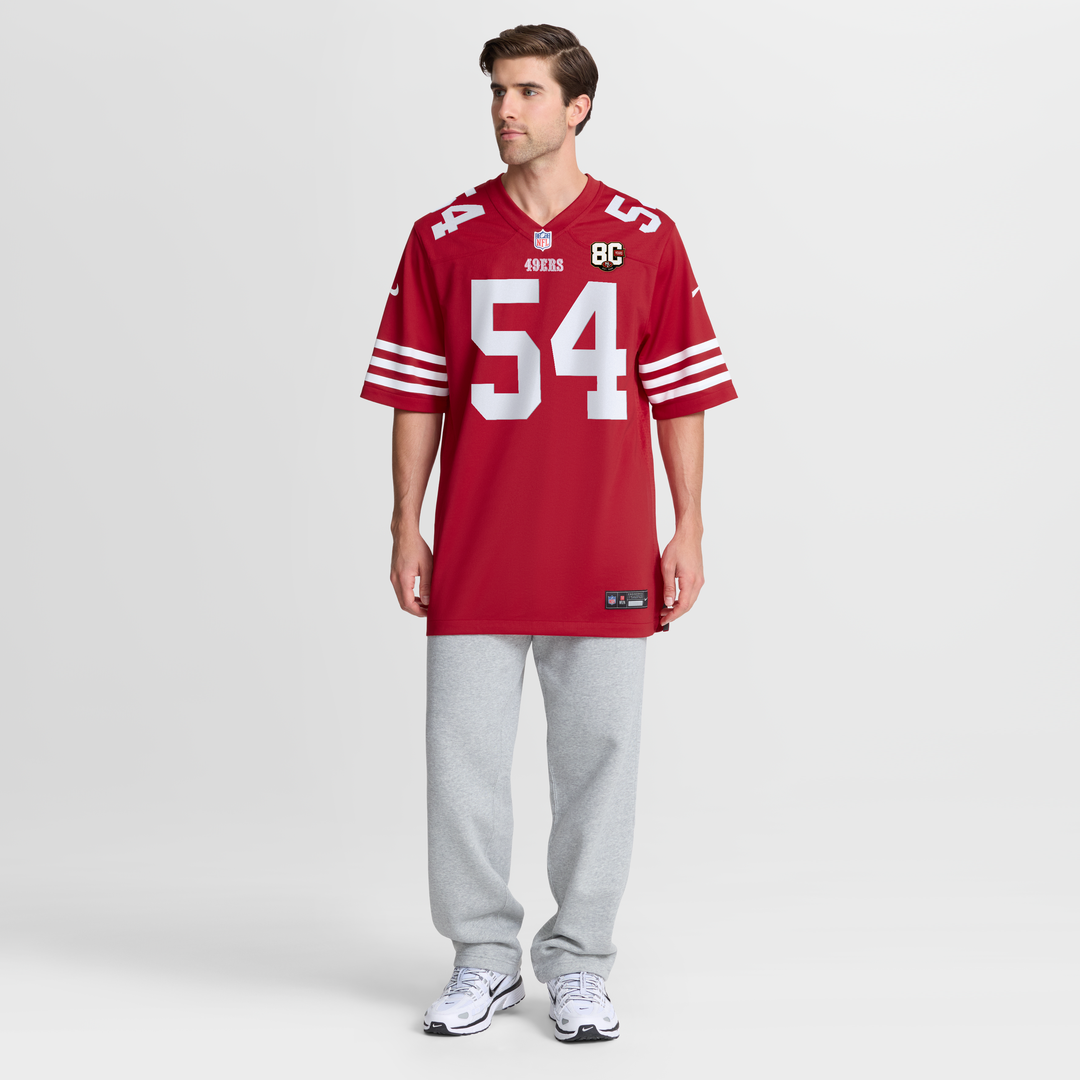 Men's San Francisco 49ers Fred Warner White 80th Anniversary