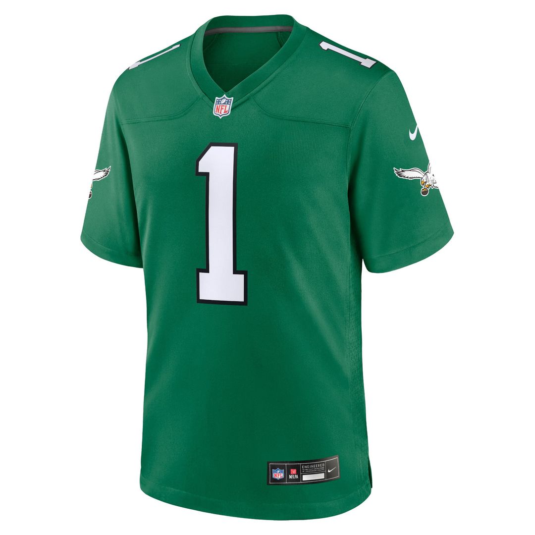 Men's Philadelphia Eagles Jalen Hurts Kelly Green Alternate Game Player Jersey