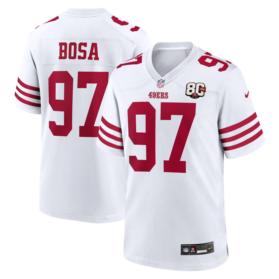 Men's San Francisco 49ers Nick Bosa Scarlet 80th Anniversary