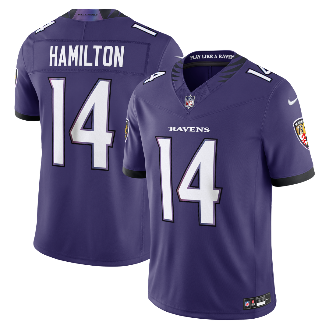 Men's Baltimore Ravens Kyle Hamilton Purple Team Vapor F.U.S.E. Stitched