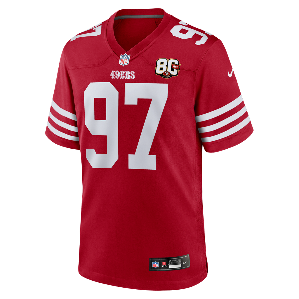 Men's San Francisco 49ers Nick Bosa Scarlet 80th Anniversary
