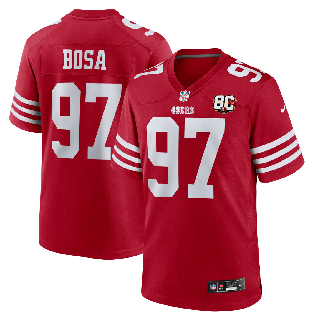 Men's San Francisco 49ers Nick Bosa Scarlet 80th Anniversary