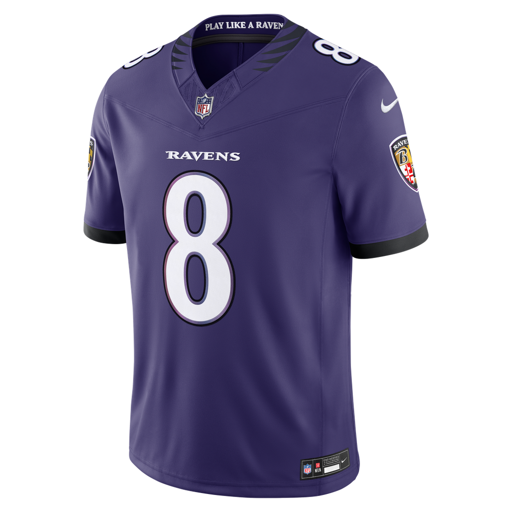 Men's Baltimore Ravens Lamar Jackson White Vapor F.U.S.E. Stitched