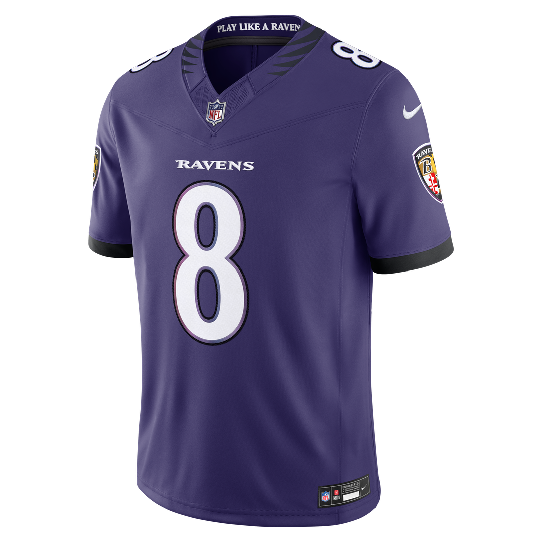 Men's Baltimore Ravens Lamar Jackson White Vapor F.U.S.E. Stitched