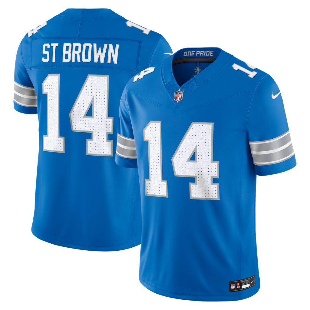 Men's Detroit Lions Amon-Ra St. Brown White Vapor F.U.S.E. Stitched