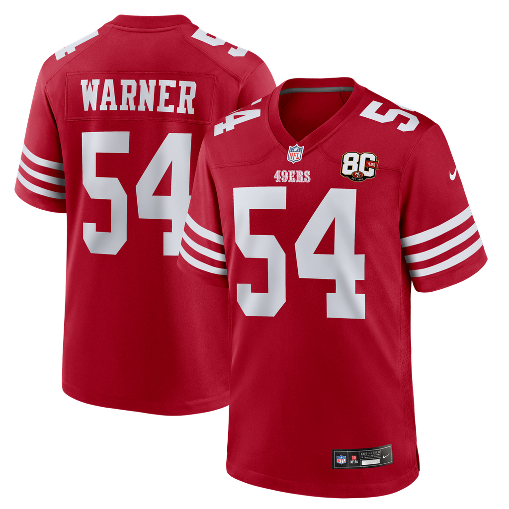 Men's San Francisco 49ers Fred Warner White 80th Anniversary