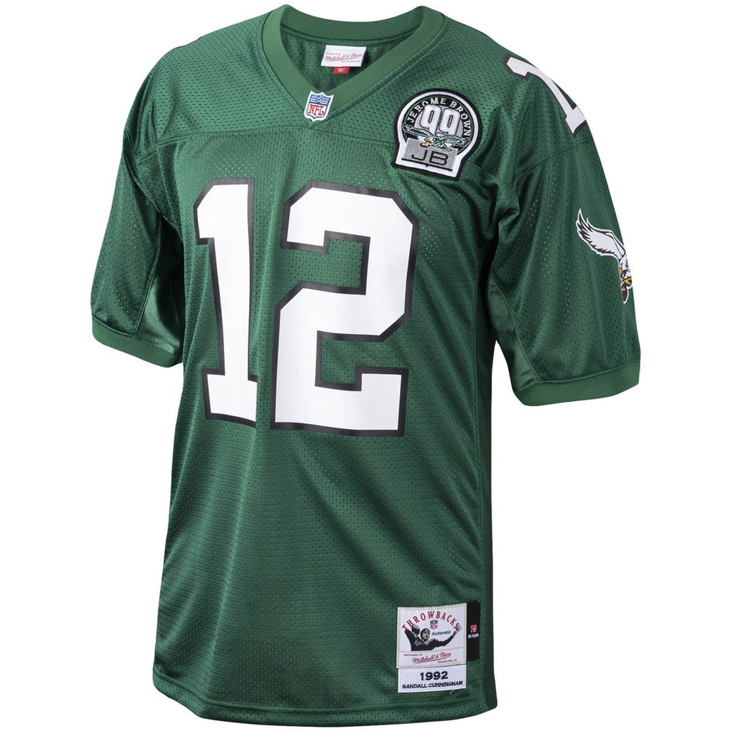 Men's Philadelphia Eagles 1992 Randall Cunningham Green Authentic Throwback Retired Player Jersey