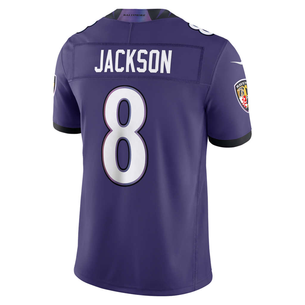 Men's Baltimore Ravens Lamar Jackson White Vapor F.U.S.E. Stitched