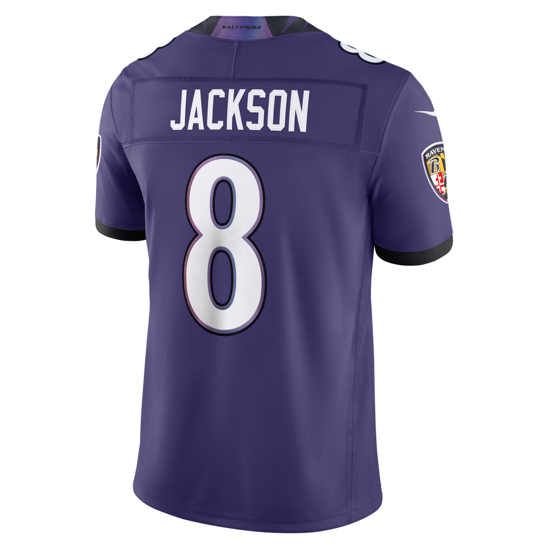 Men's Baltimore Ravens Lamar Jackson White Vapor F.U.S.E. Stitched