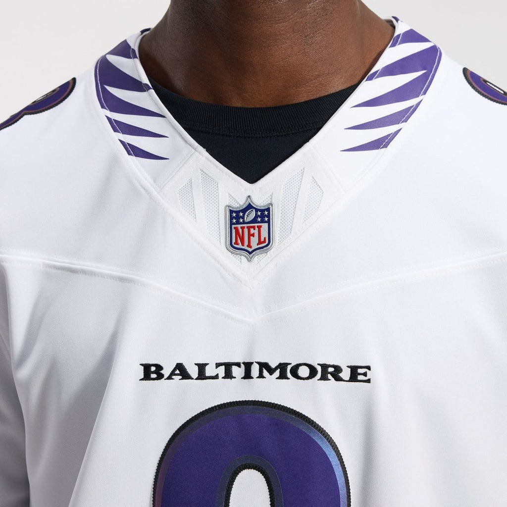 Men's Baltimore Ravens Lamar Jackson White Vapor F.U.S.E. Stitched