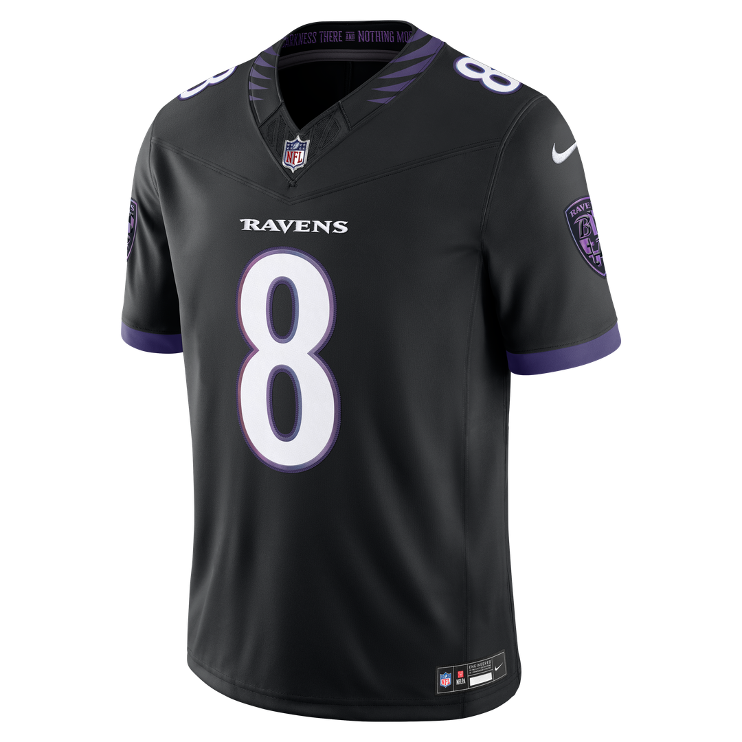 Men's Baltimore Ravens Lamar Jackson White Vapor F.U.S.E. Stitched